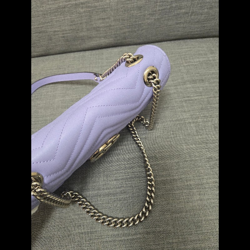 💜 Gucci GG Marmont 馬蒙 26cm 肩背包 斜背包 銀鍊-8