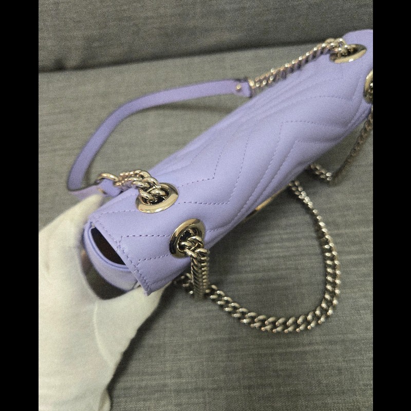 💜 Gucci GG Marmont 馬蒙 26cm 肩背包 斜背包 銀鍊-9