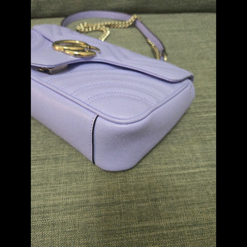 💜 Gucci GG Marmont 馬蒙 26cm 肩背包 斜背包 銀鍊-18