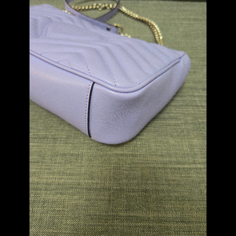 💜 Gucci GG Marmont 馬蒙 26cm 肩背包 斜背包 銀鍊-21