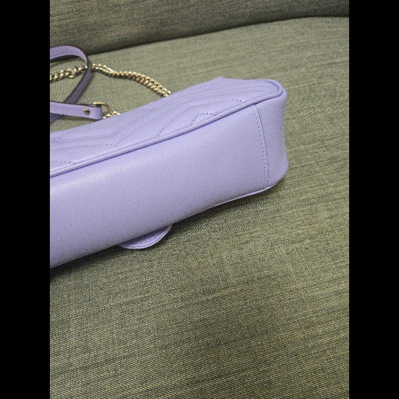 💜 Gucci GG Marmont 馬蒙 26cm 肩背包 斜背包 銀鍊-22
