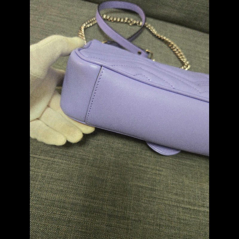 💜 Gucci GG Marmont 馬蒙 26cm 肩背包 斜背包 銀鍊-23