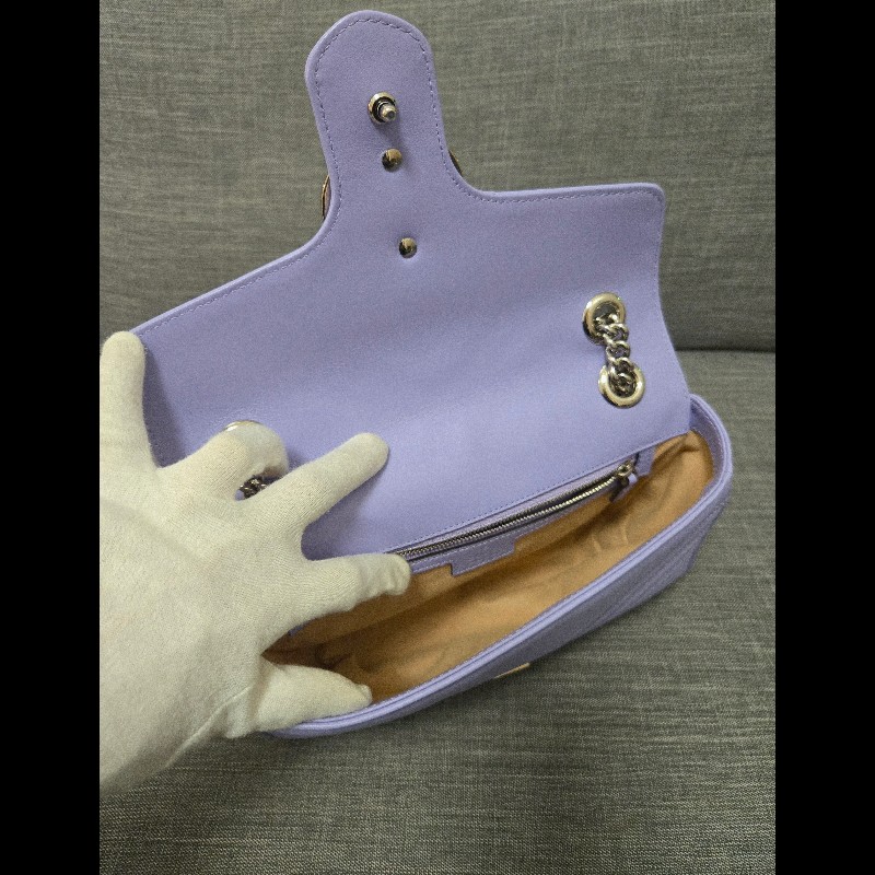 💜 Gucci GG Marmont 馬蒙 26cm 肩背包 斜背包 銀鍊-27