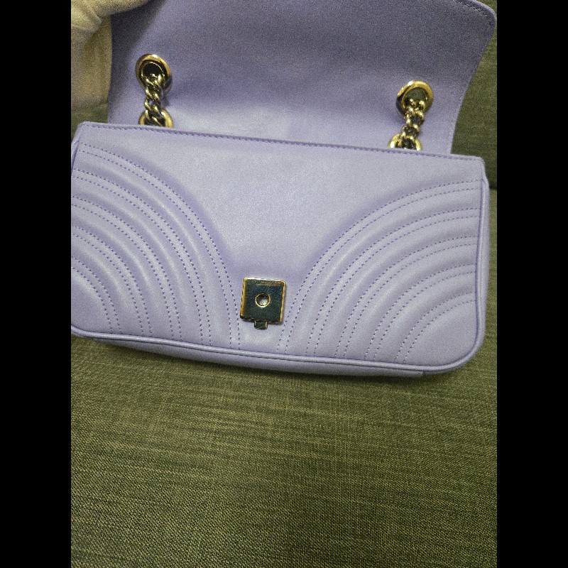 💜 Gucci GG Marmont 馬蒙 26cm 肩背包 斜背包 銀鍊-28