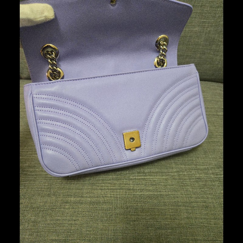 💜 Gucci GG Marmont 馬蒙 26cm 肩背包 斜背包 銀鍊-29