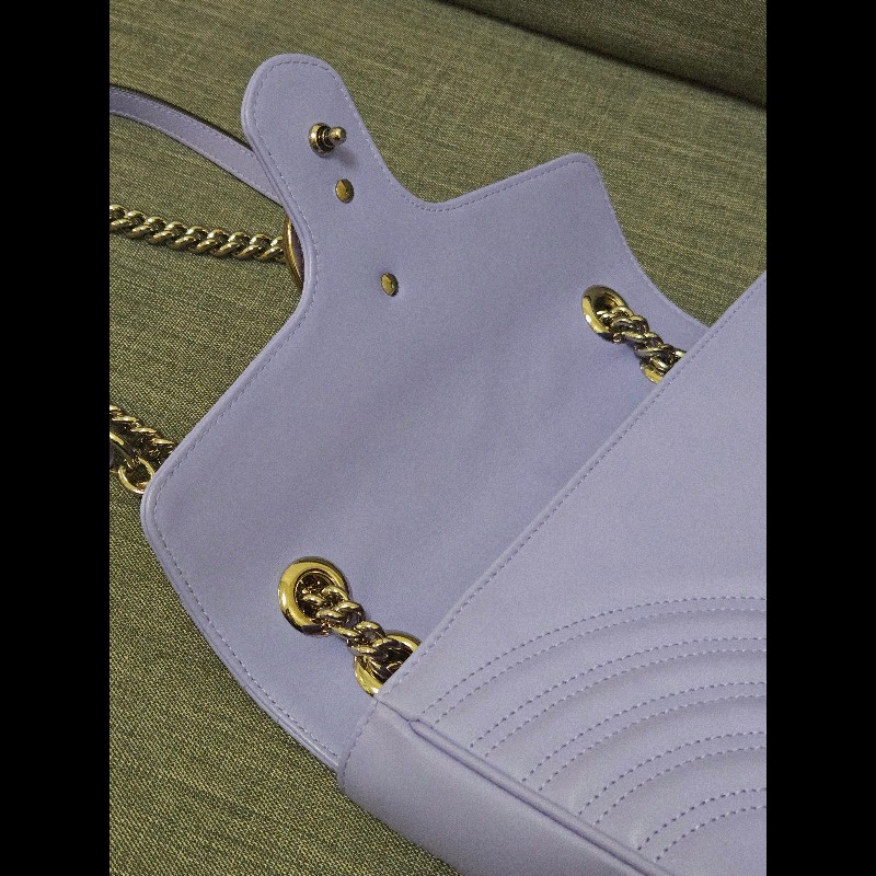 💜 Gucci GG Marmont 馬蒙 26cm 肩背包 斜背包 銀鍊-32