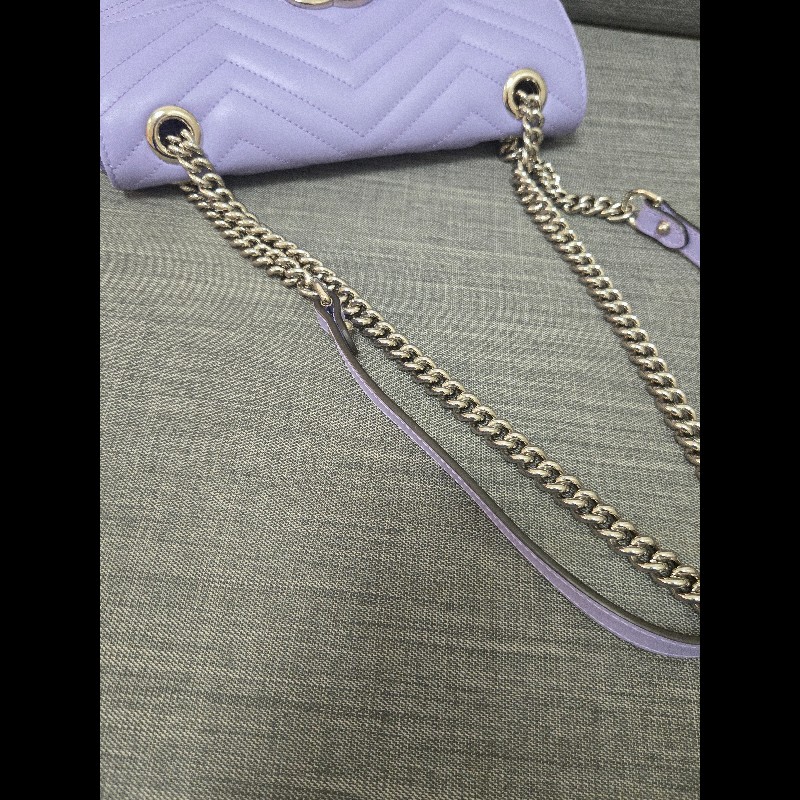 💜 Gucci GG Marmont 馬蒙 26cm 肩背包 斜背包 銀鍊-36