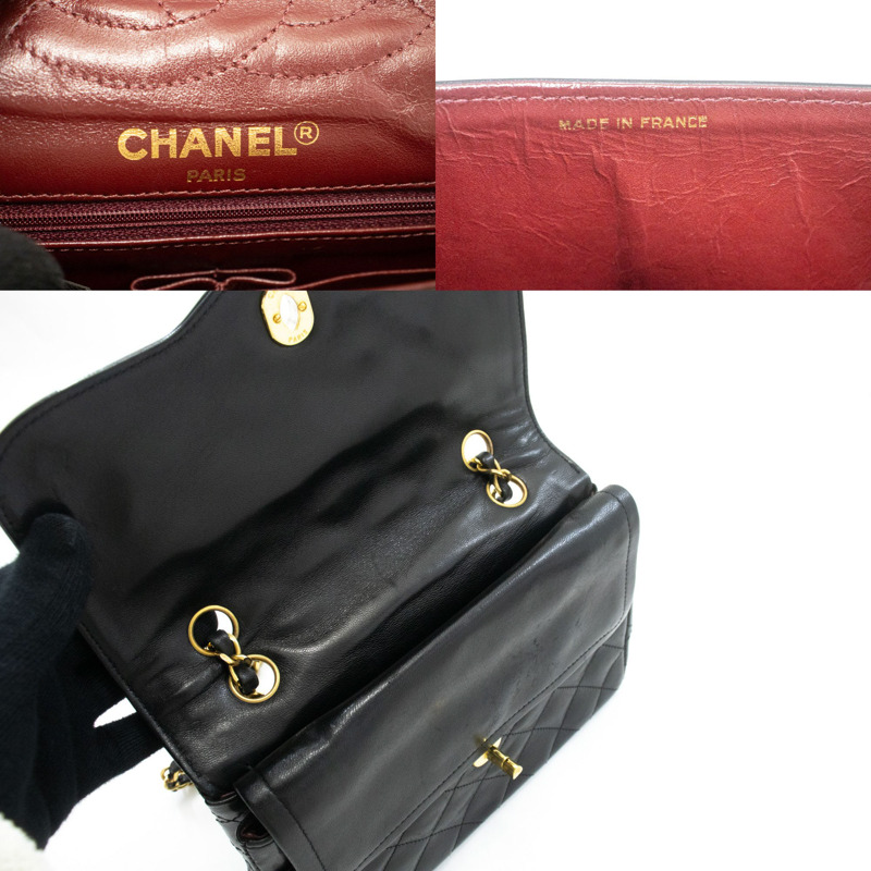 【日本直送】香奈兒巴黎限量版復古小號鏈條單背包 黑色菱格紋-7