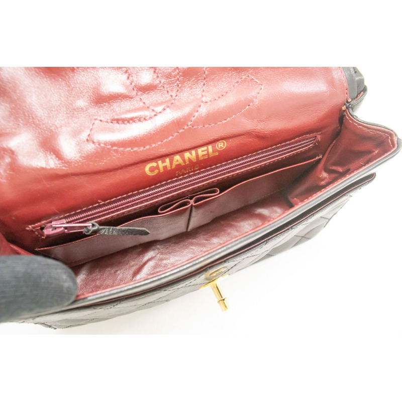 【日本直送】香奈兒巴黎限量版復古小號鏈條單背包 黑色菱格紋-9