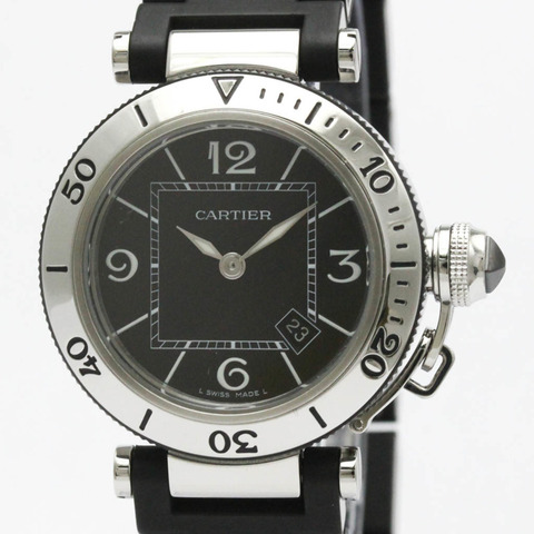 卡地亞 Pasha Seatimer 精鋼石英女錶 W3140003 拋光