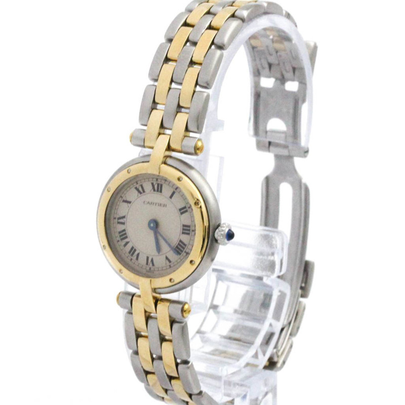 卡地亞 Panthere 圓形 18K 金精鋼石英女錶(拋光)-1