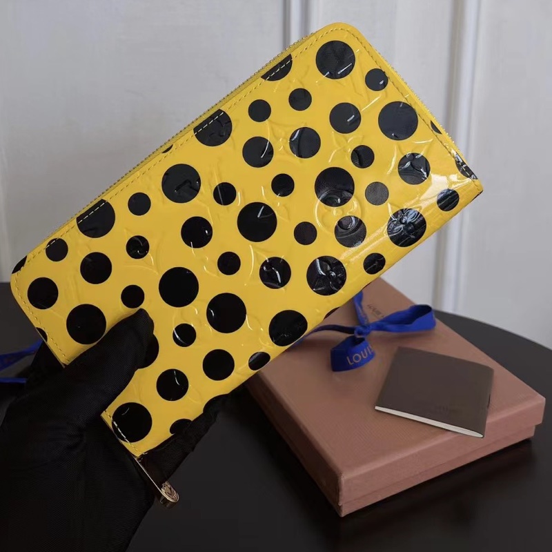 【近新閒置品】Louis Vuitton 路易威登 LV 限量款 波點黃色草間彌生拉鍊款錢包長夾財布聯名收藏經典圓點-2