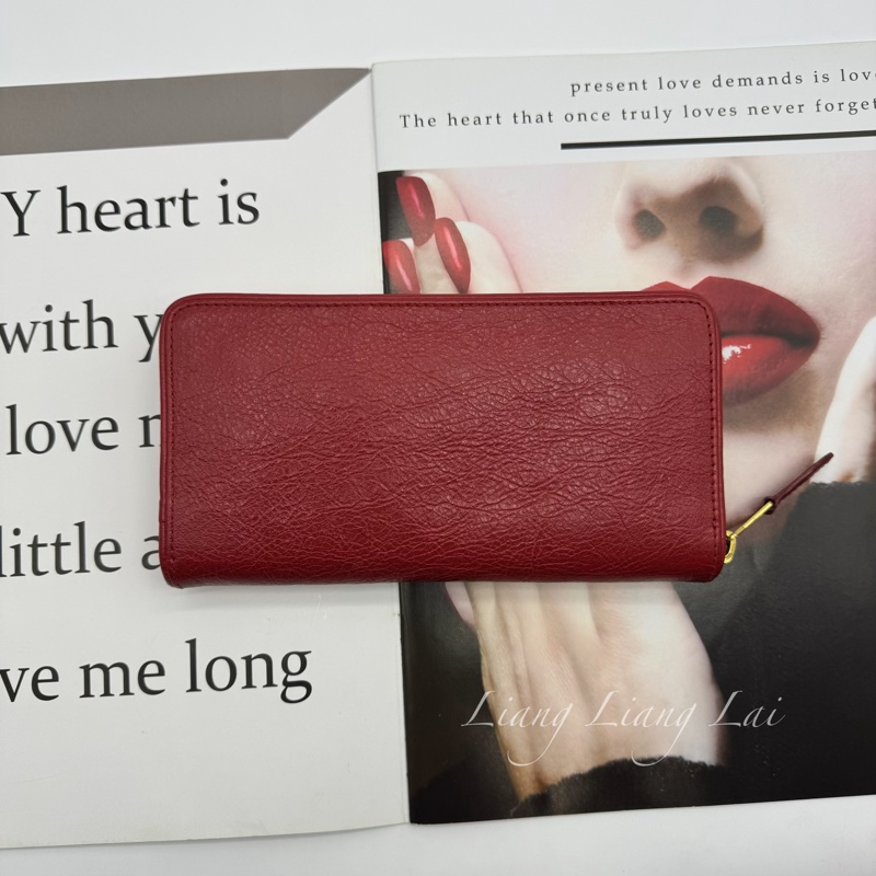 BALENCIAGA 巴黎世家 紅色金字拉鍊長夾-1