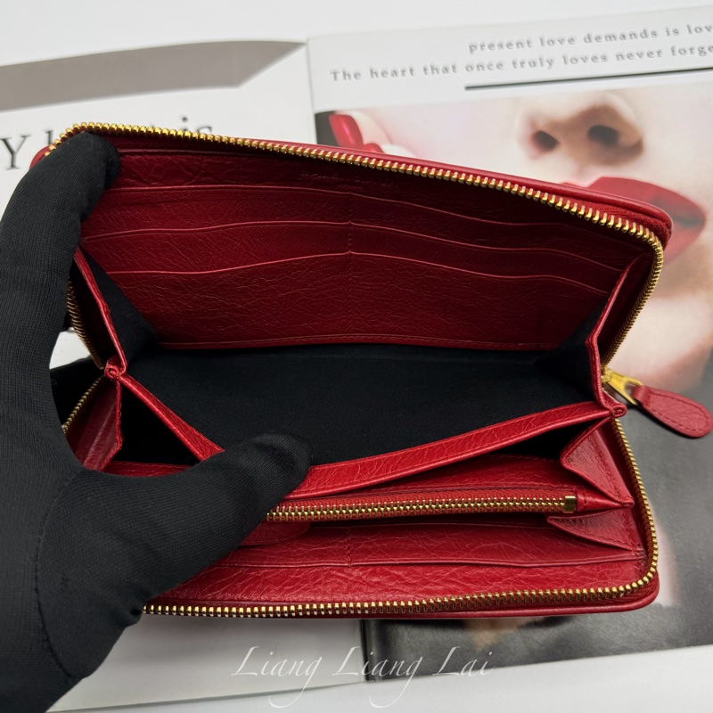 BALENCIAGA 巴黎世家 紅色金字拉鍊長夾-6