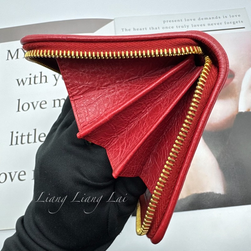 BALENCIAGA 巴黎世家 紅色金字拉鍊長夾-11