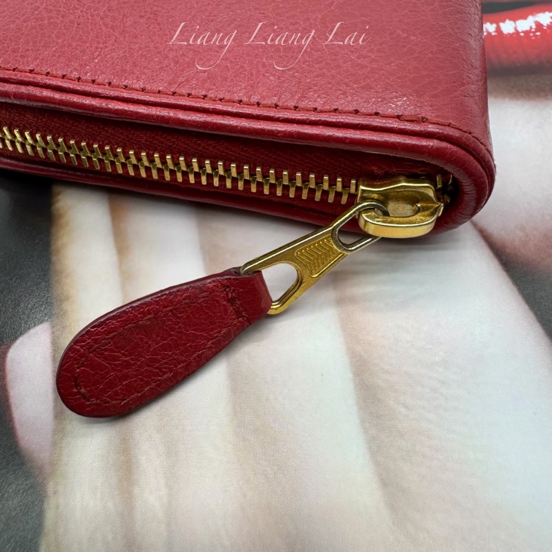 BALENCIAGA 巴黎世家 紅色金字拉鍊長夾-13