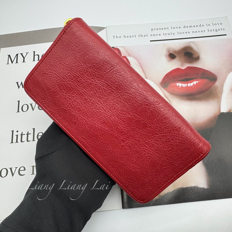 BALENCIAGA 巴黎世家 紅色金字拉鍊長夾-16