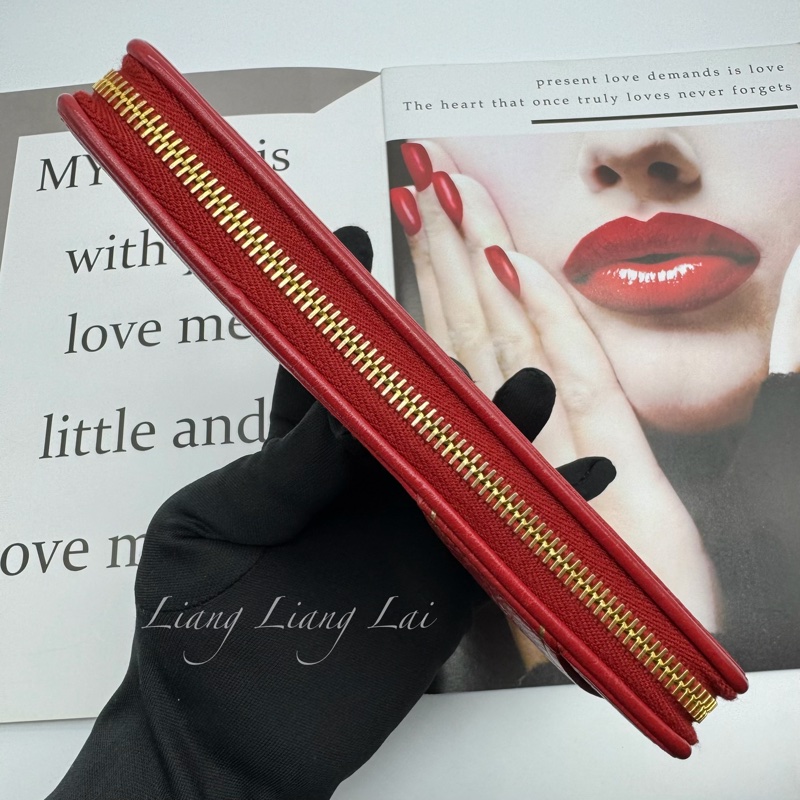 BALENCIAGA 巴黎世家 紅色金字拉鍊長夾-17