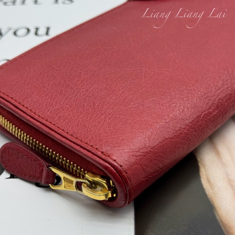 BALENCIAGA 巴黎世家 紅色金字拉鍊長夾-23
