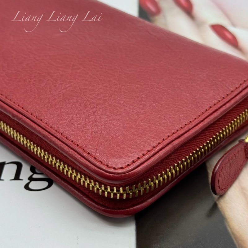 BALENCIAGA 巴黎世家 紅色金字拉鍊長夾-24