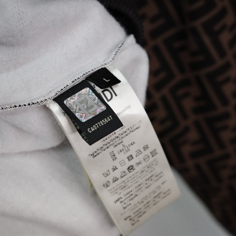 Fendi 芬迪 經典 FF  煙草棕色 黑色棉質平紋布 連帽運動上衣-6