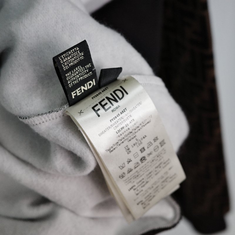 Fendi 芬迪 經典 FF  煙草棕色 黑色棉質平紋布 連帽運動上衣-7