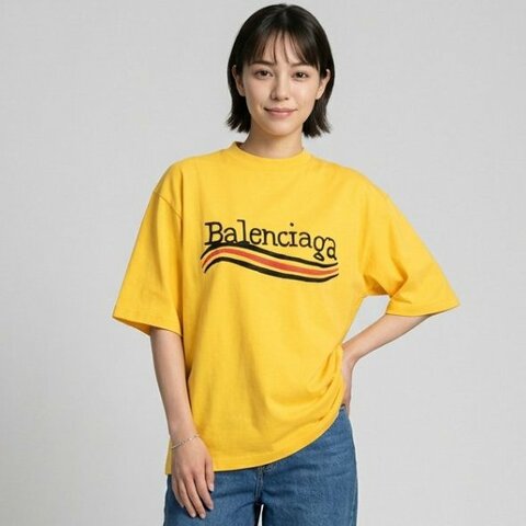 超級新未使用【CP 精選🌟小編推薦】Balenciaga 巴黎世家 Political Campaign黃色手寫體 刺繡標誌 上衣