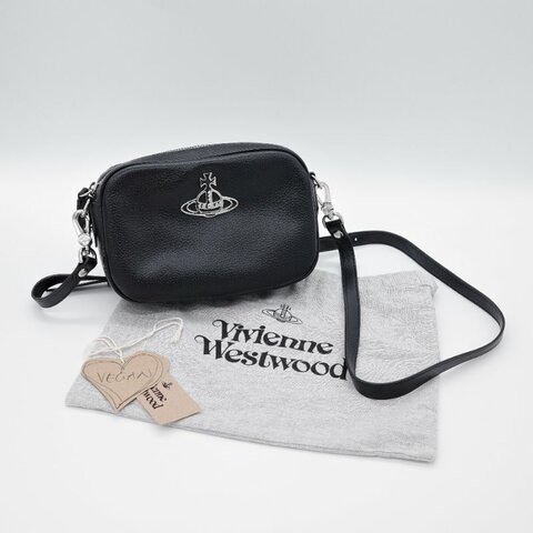 Vivienne Westwood 西太后 Anna 黑色 粒面仿皮 相機包 斜背包