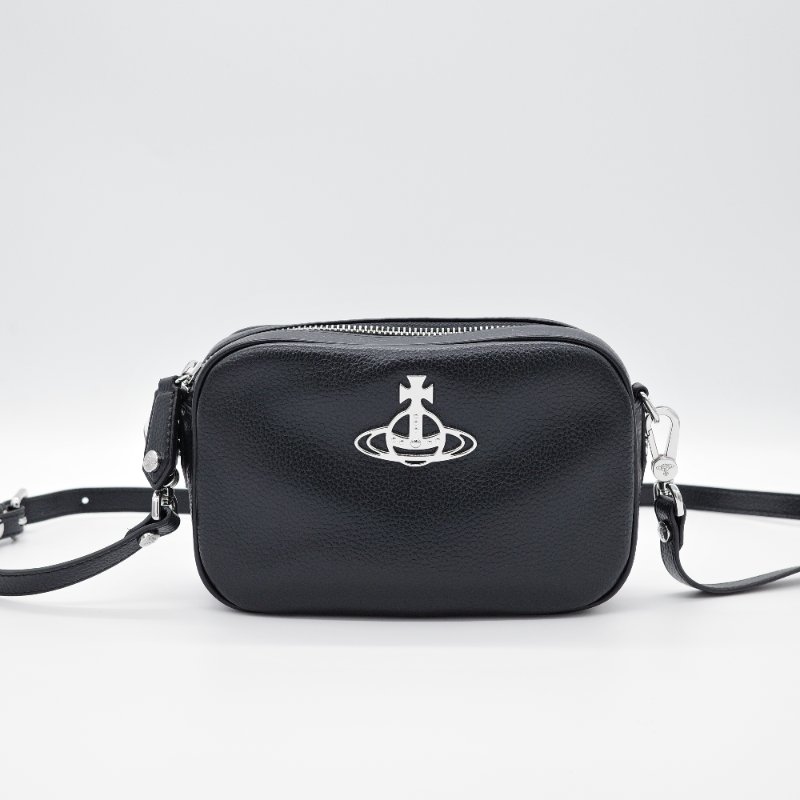 Vivienne Westwood 西太后 Anna 黑色 粒面仿皮 相機包 斜背包-1
