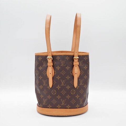Louis Vuitton 路易威登Petit Bucket PM 經典 老花 帆布牛皮 單肩包 水桶包 肩背包