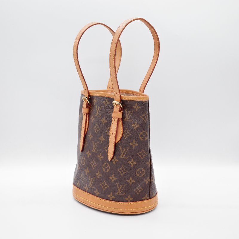 Louis Vuitton 路易威登Petit Bucket PM 經典 老花 帆布牛皮 單肩包 水桶包 肩背包-1