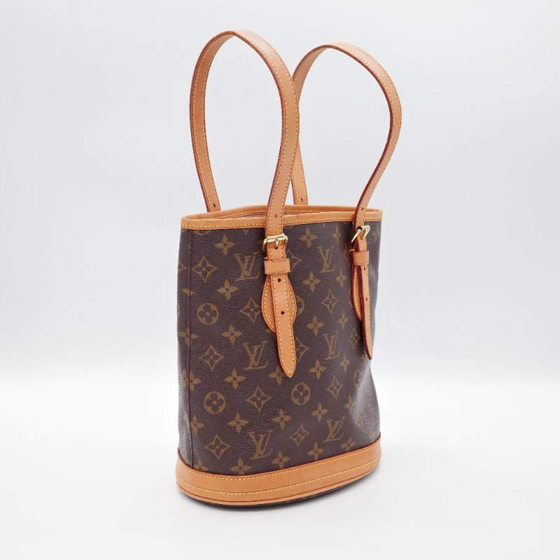 Louis Vuitton 路易威登Petit Bucket PM 經典 老花 帆布牛皮 單肩包 水桶包 肩背包-2