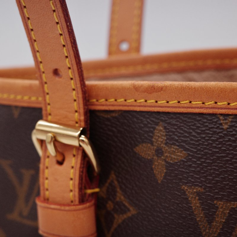Louis Vuitton 路易威登Petit Bucket PM 經典 老花 帆布牛皮 單肩包 水桶包 肩背包-8