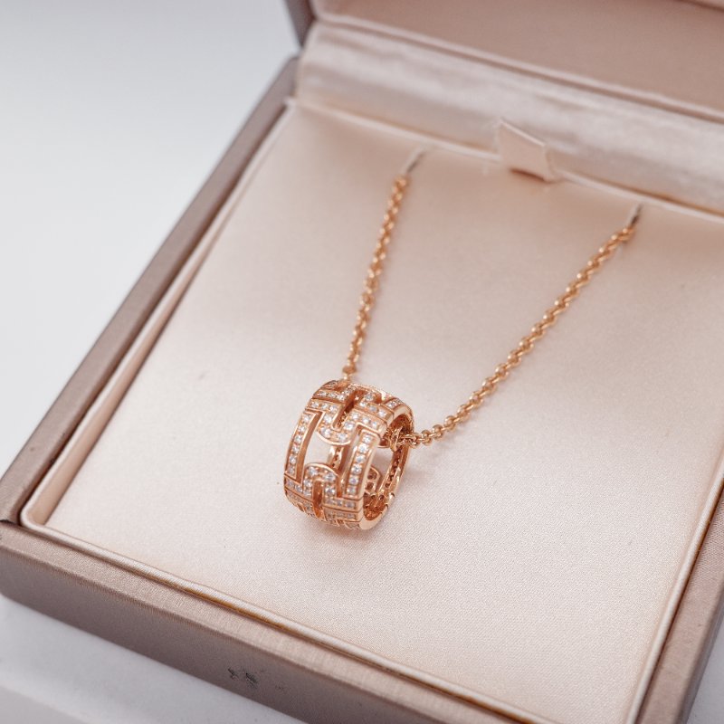 Bvlgari寶格麗 Parentesi 18K 玫瑰金 鑲鑽項鍊-3