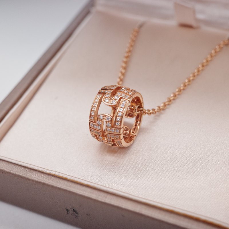 Bvlgari寶格麗 Parentesi 18K 玫瑰金 鑲鑽項鍊-4