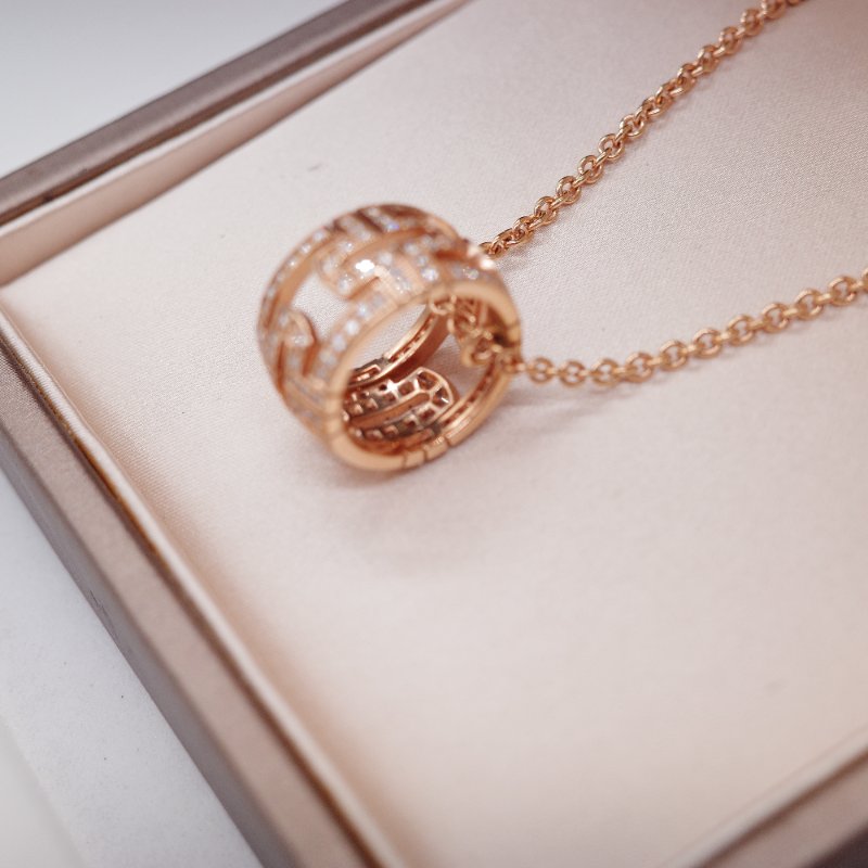 Bvlgari寶格麗 Parentesi 18K 玫瑰金 鑲鑽項鍊-5