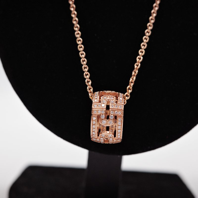 Bvlgari寶格麗 Parentesi 18K 玫瑰金 鑲鑽項鍊-9