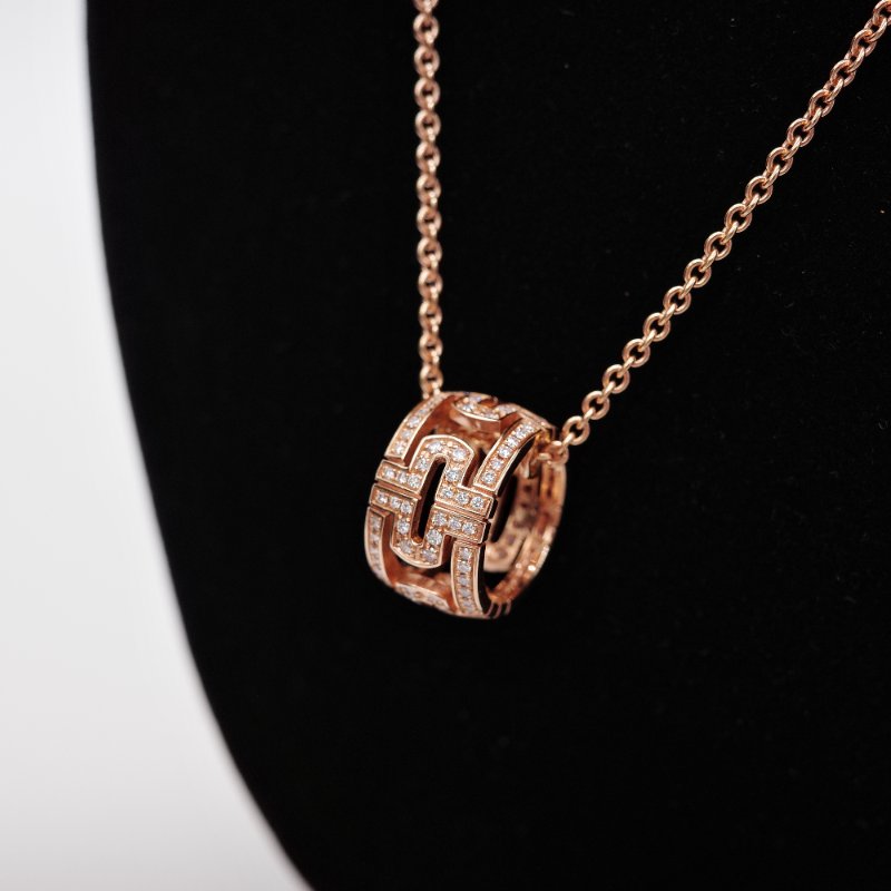 Bvlgari寶格麗 Parentesi 18K 玫瑰金 鑲鑽項鍊-10
