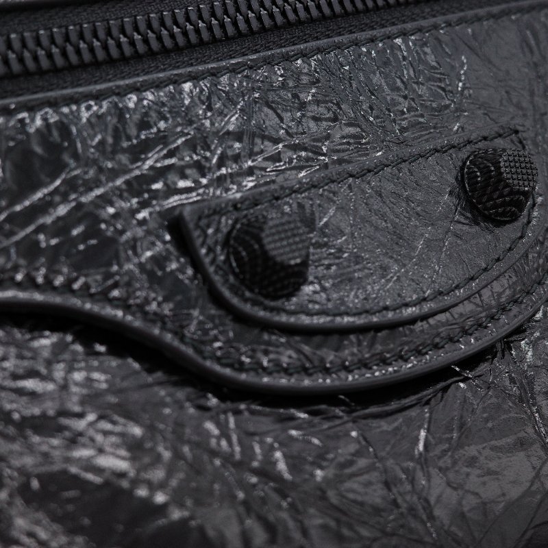Balenciaga 巴黎世家 Le Cagole Sling S 黑色 亮面皺褶小羊皮 肩背包-11