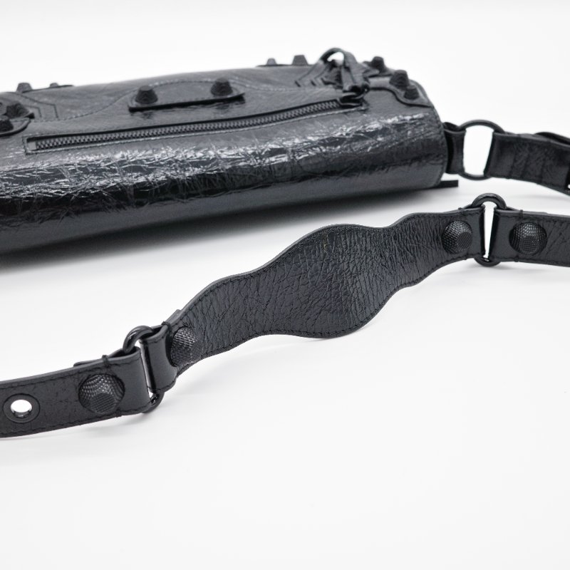 Balenciaga 巴黎世家 Le Cagole Sling S 黑色 亮面皺褶小羊皮 肩背包-14