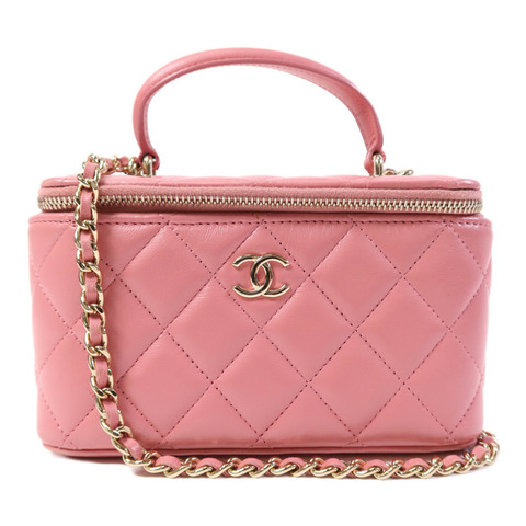 CHANEL 羊皮皮革Vanity Case金扣鏈帶肩背袋