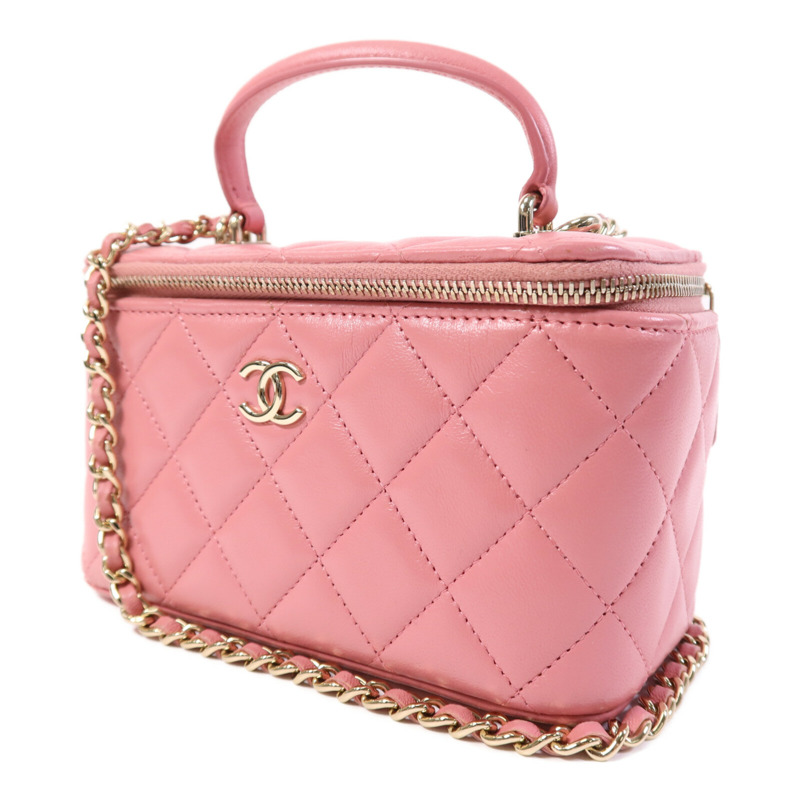 CHANEL 羊皮皮革Vanity Case金扣鏈帶肩背袋-2