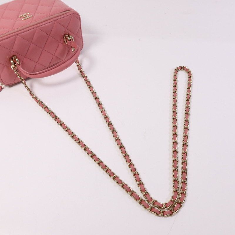 CHANEL 羊皮皮革Vanity Case金扣鏈帶肩背袋-8