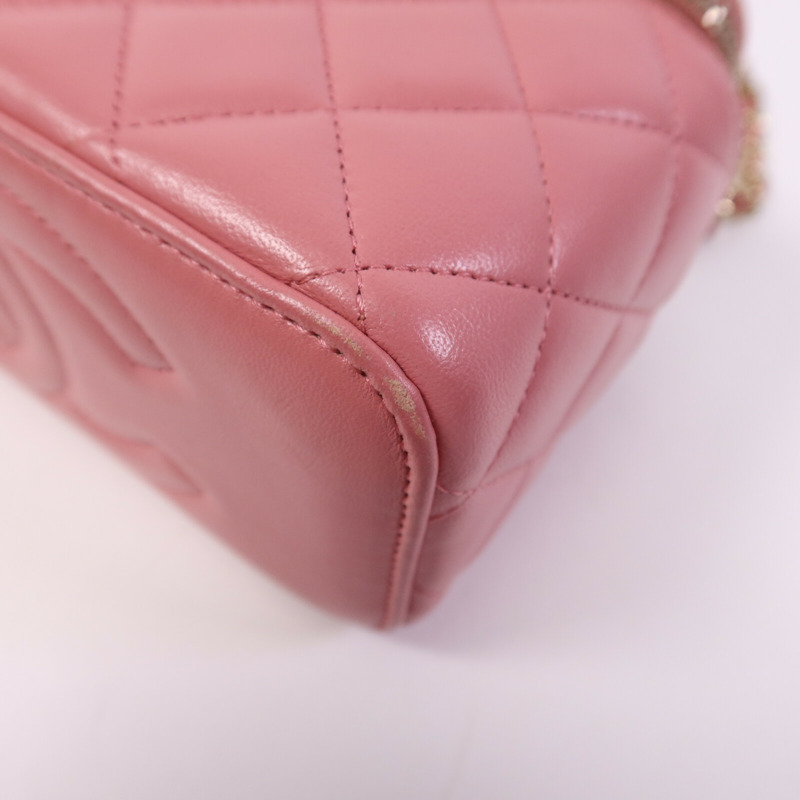 CHANEL 羊皮皮革Vanity Case金扣鏈帶肩背袋-10