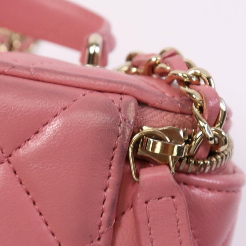 CHANEL 羊皮皮革Vanity Case金扣鏈帶肩背袋-15