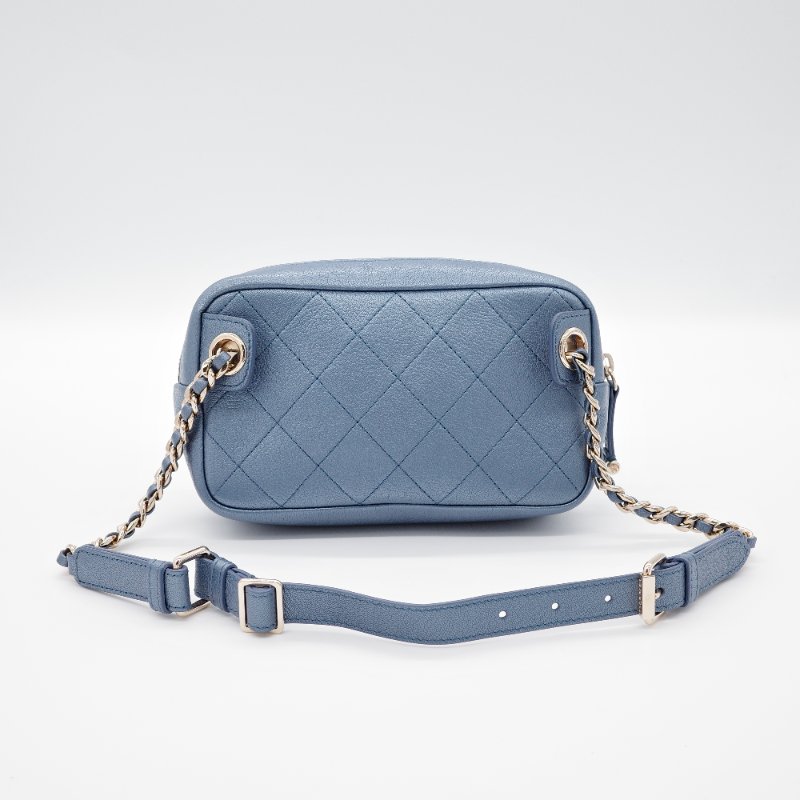Chanel香奈兒Casual Trip 金屬藍 小牛皮 腰包-3