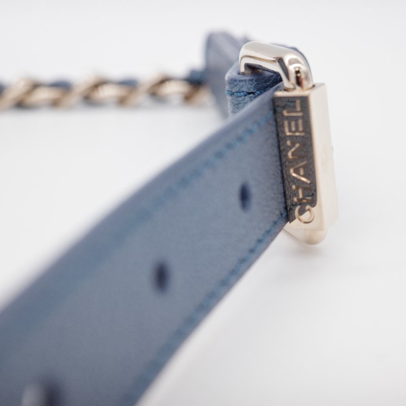 Chanel香奈兒Casual Trip 金屬藍 小牛皮 腰包-20