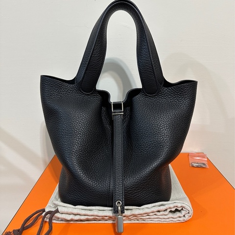 Hermes Picotin 22 黑銀W刻（極新二手、全配、美國專櫃購入）