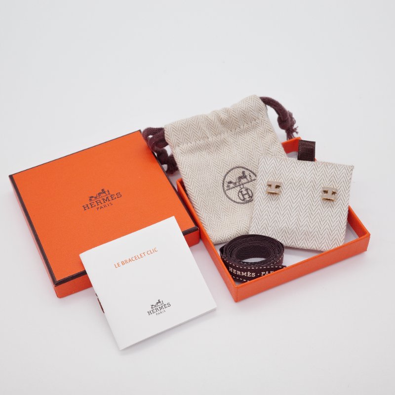 Hermès 愛馬仕 Mini Pop H 白色 玫瑰金 耳環-0