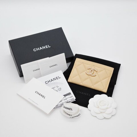 Chanel 香奈兒 經典 黃色 魚子醬小牛皮 卡夾